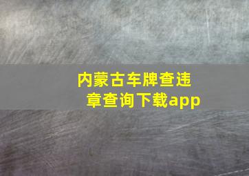 内蒙古车牌查违章查询下载app