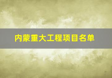 内蒙重大工程项目名单