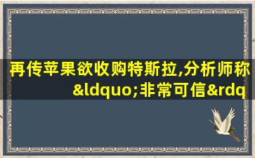 再传苹果欲收购特斯拉,分析师称“非常可信”