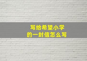 写给希望小学的一封信怎么写