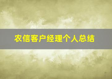 农信客户经理个人总结