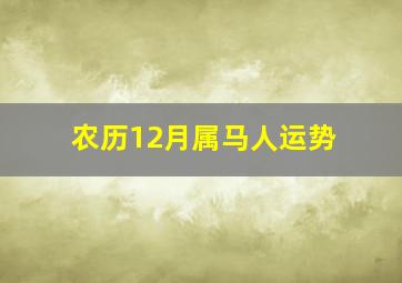 农历12月属马人运势