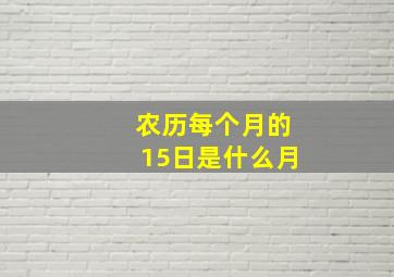 农历每个月的15日是什么月