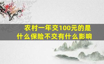 农村一年交100元的是什么保险不交有什么影响