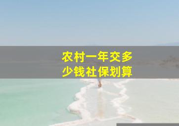 农村一年交多少钱社保划算