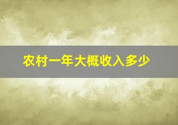 农村一年大概收入多少