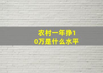 农村一年挣10万是什么水平