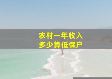 农村一年收入多少算低保户