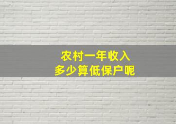 农村一年收入多少算低保户呢