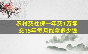 农村交社保一年交1万零交15年每月能拿多少钱