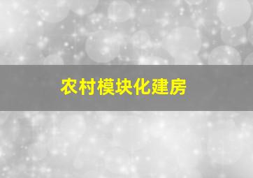 农村模块化建房