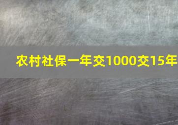 农村社保一年交1000交15年