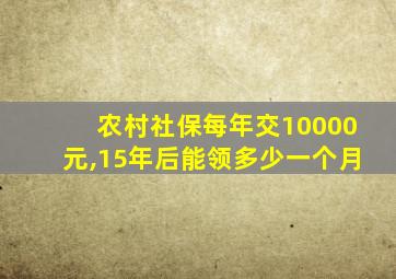 农村社保每年交10000元,15年后能领多少一个月