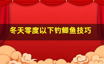 冬天零度以下钓鲫鱼技巧