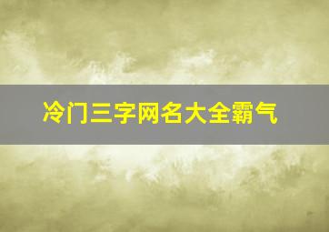 冷门三字网名大全霸气