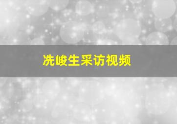 冼峻生采访视频