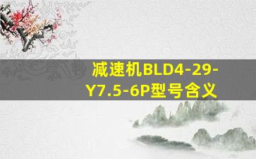 减速机BLD4-29-Y7.5-6P型号含义