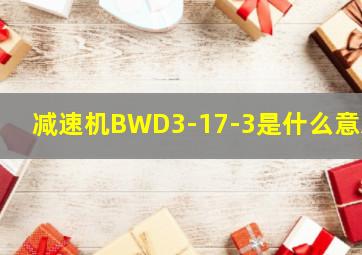 减速机BWD3-17-3是什么意思