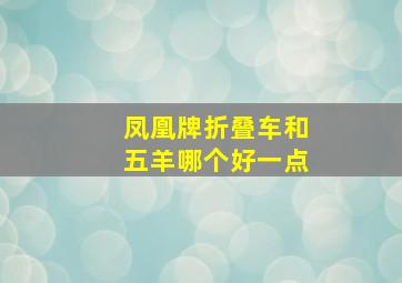 凤凰牌折叠车和五羊哪个好一点