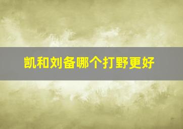 凯和刘备哪个打野更好