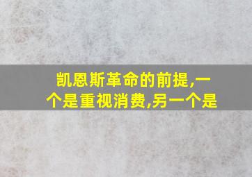 凯恩斯革命的前提,一个是重视消费,另一个是