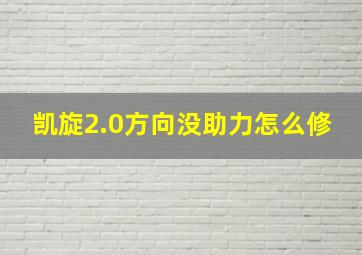 凯旋2.0方向没助力怎么修