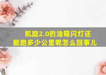 凯旋2.0的油箱闪灯还能跑多少公里呢怎么回事儿