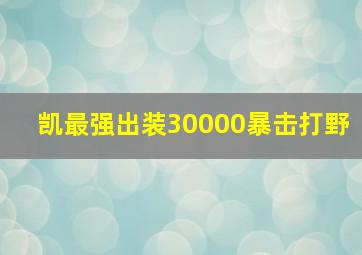 凯最强出装30000暴击打野