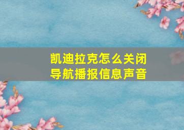 凯迪拉克怎么关闭导航播报信息声音