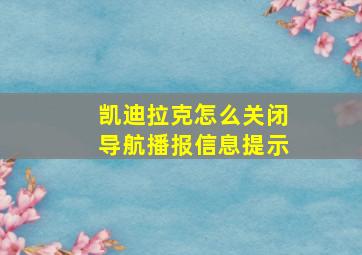 凯迪拉克怎么关闭导航播报信息提示