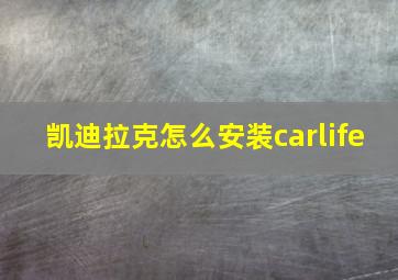 凯迪拉克怎么安装carlife