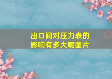 出口阀对压力表的影响有多大呢图片