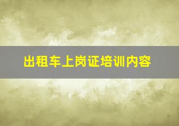 出租车上岗证培训内容