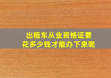 出租车从业资格证要花多少钱才能办下来呢