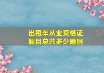 出租车从业资格证题目总共多少题啊