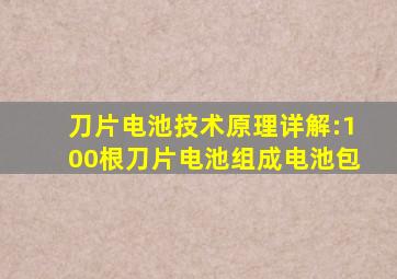 刀片电池技术原理详解:100根刀片电池组成电池包