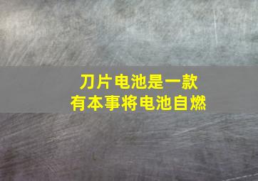 刀片电池是一款有本事将电池自燃