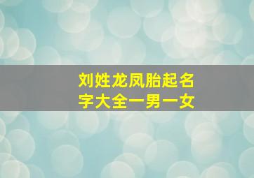 刘姓龙凤胎起名字大全一男一女