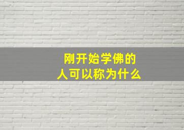 刚开始学佛的人可以称为什么