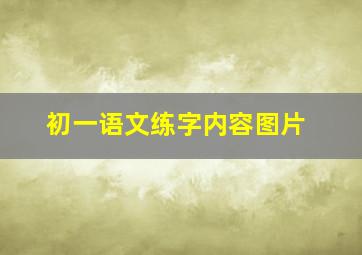 初一语文练字内容图片