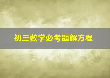 初三数学必考题解方程