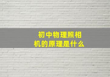 初中物理照相机的原理是什么