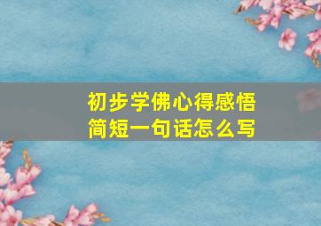 初步学佛心得感悟简短一句话怎么写