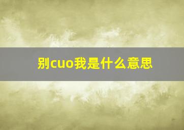 别cuo我是什么意思