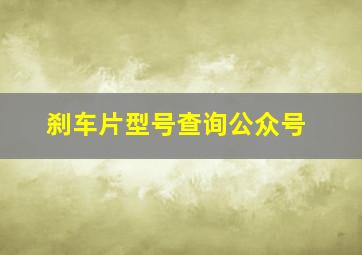 刹车片型号查询公众号