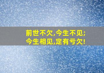 前世不欠,今生不见;今生相见,定有亏欠!