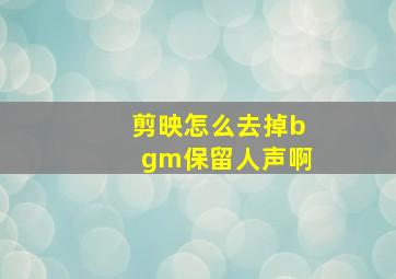 剪映怎么去掉bgm保留人声啊