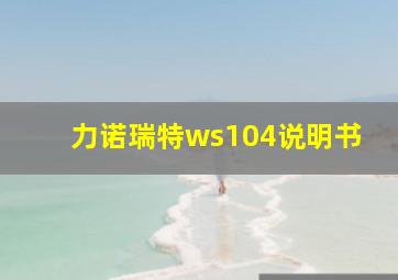 力诺瑞特ws104说明书