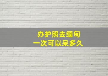 办护照去缅甸一次可以呆多久