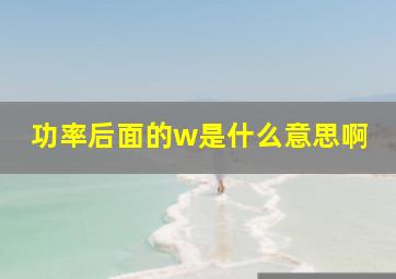 功率后面的w是什么意思啊